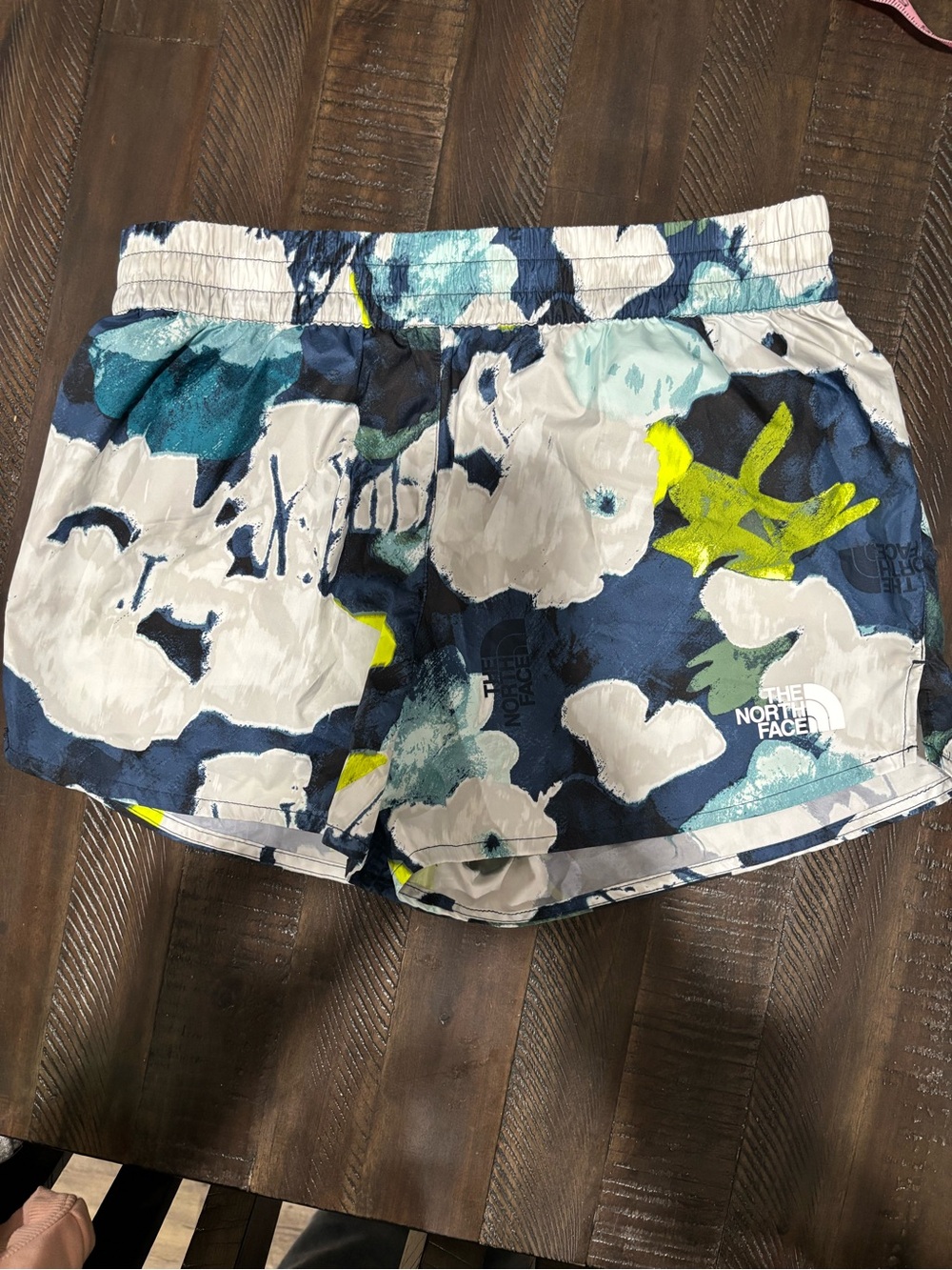 The North Face Women's Navy, White & Lime Floral Athletic Shorts